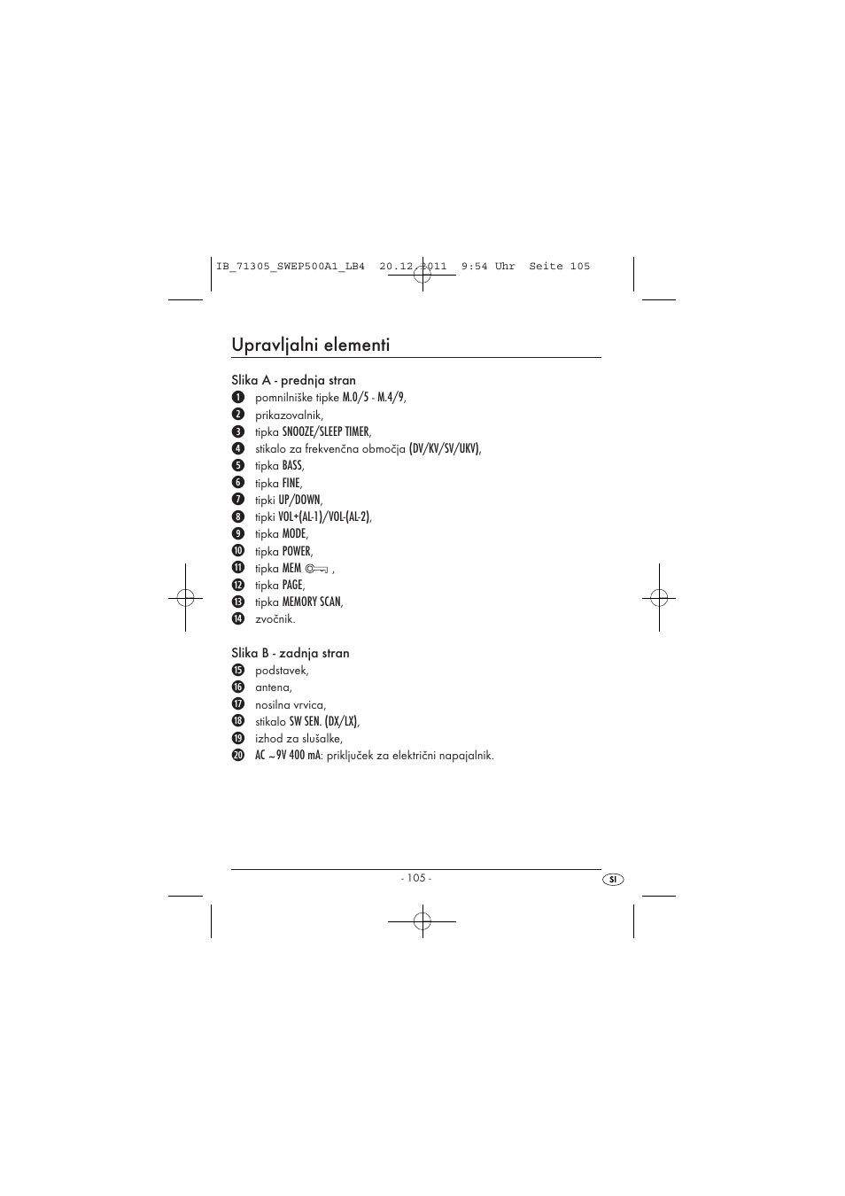 Upravljalni elementi | Silvercrest SWEP 500 A1 User Manual | Page 107 / 226