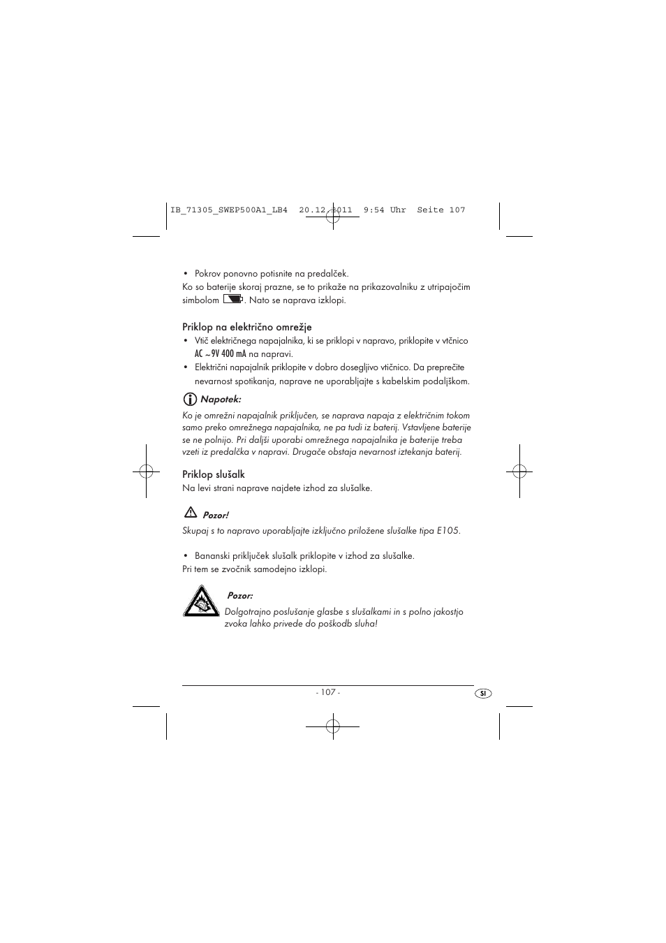 Silvercrest SWEP 500 A1 User Manual | Page 109 / 226