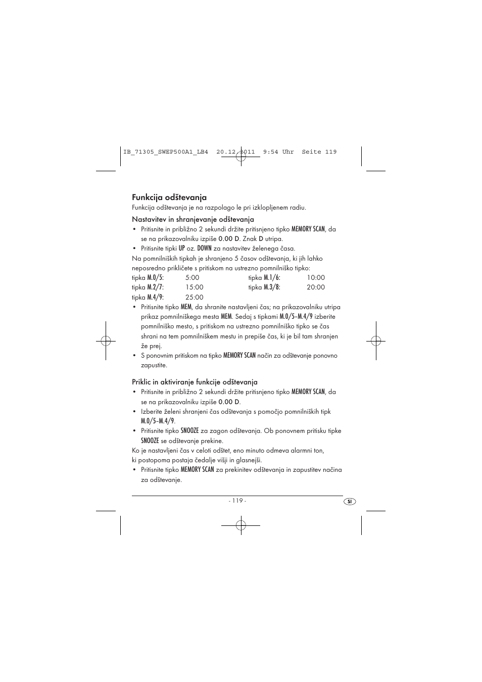 Funkcija odštevanja | Silvercrest SWEP 500 A1 User Manual | Page 121 / 226