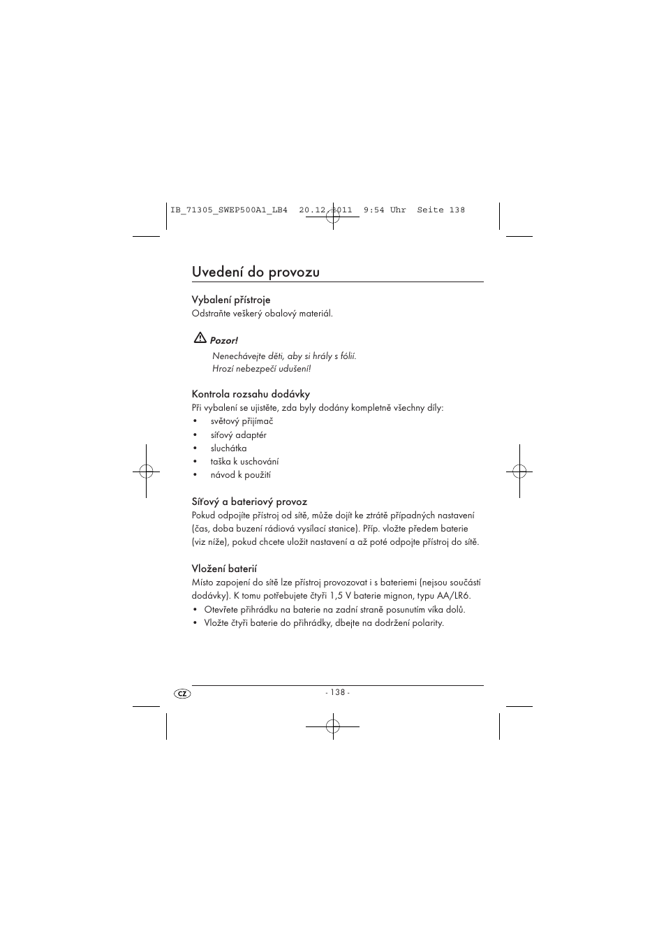 Uvedení do provozu | Silvercrest SWEP 500 A1 User Manual | Page 140 / 226