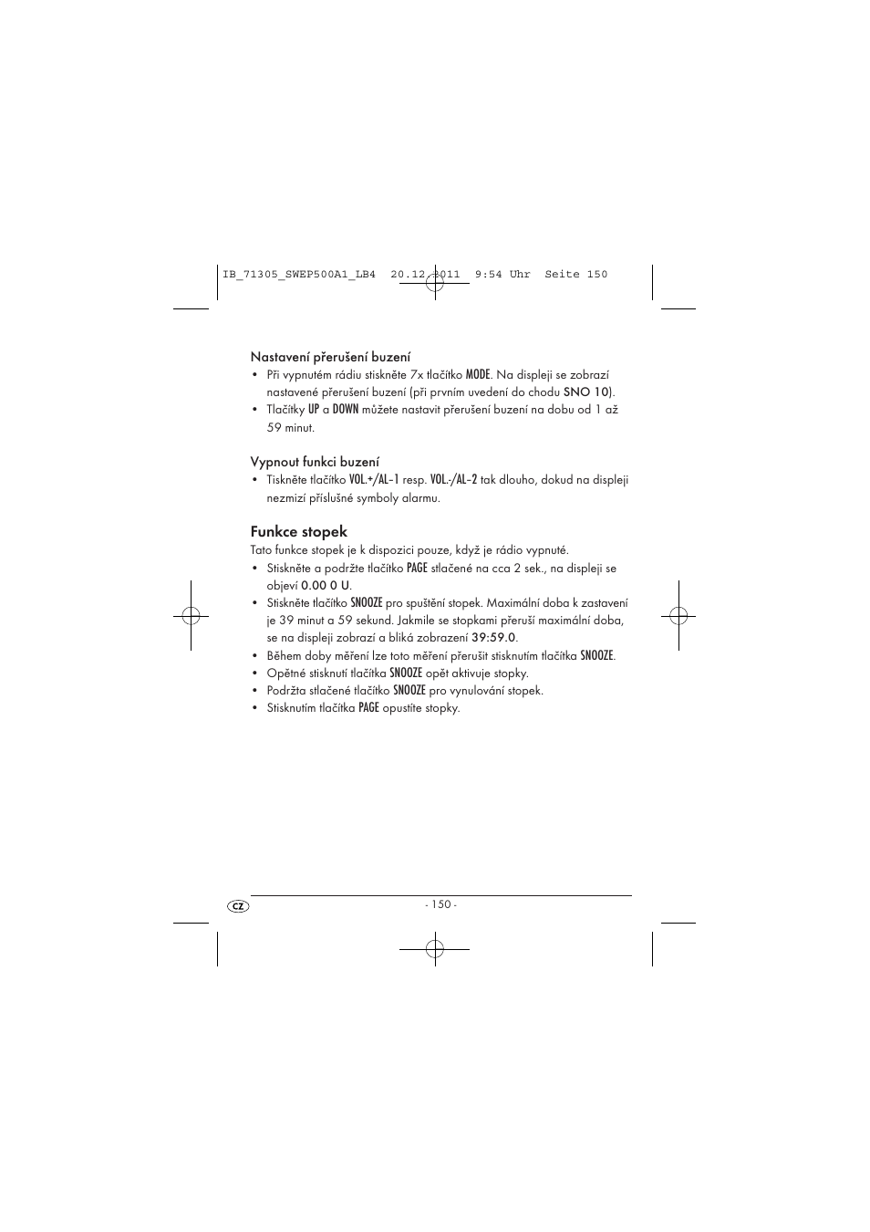 Funkce stopek | Silvercrest SWEP 500 A1 User Manual | Page 152 / 226