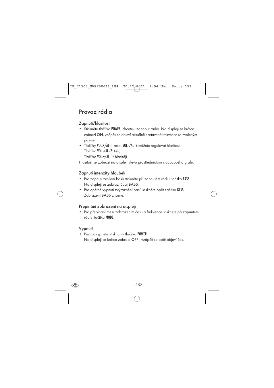 Provoz rádia | Silvercrest SWEP 500 A1 User Manual | Page 154 / 226