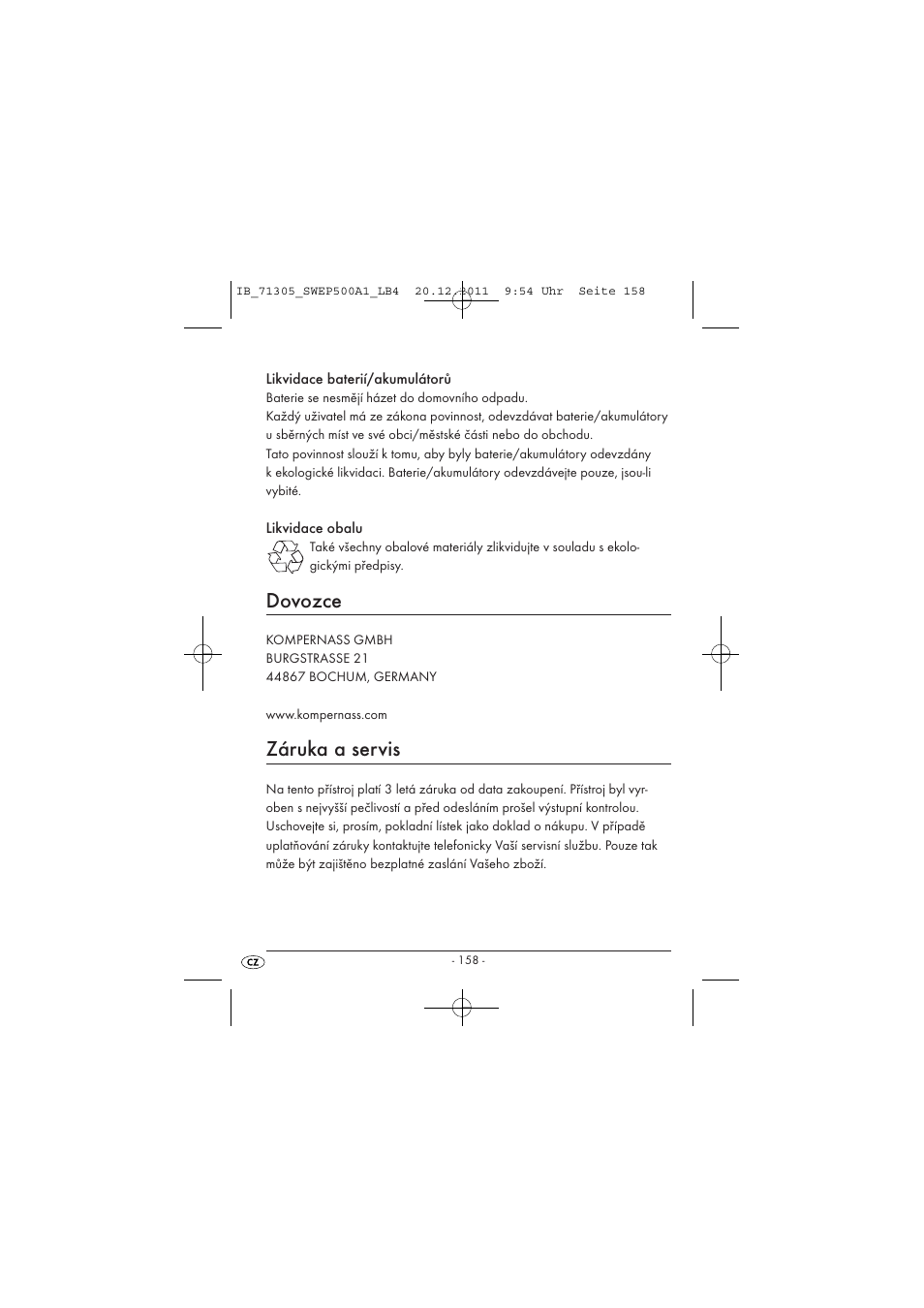 Dovozce, Záruka a servis | Silvercrest SWEP 500 A1 User Manual | Page 160 / 226