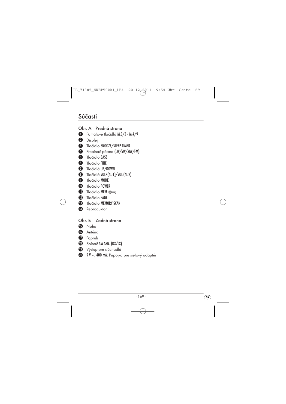 Súčasti | Silvercrest SWEP 500 A1 User Manual | Page 171 / 226
