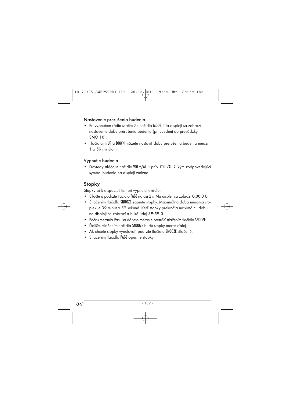 Stopky | Silvercrest SWEP 500 A1 User Manual | Page 184 / 226