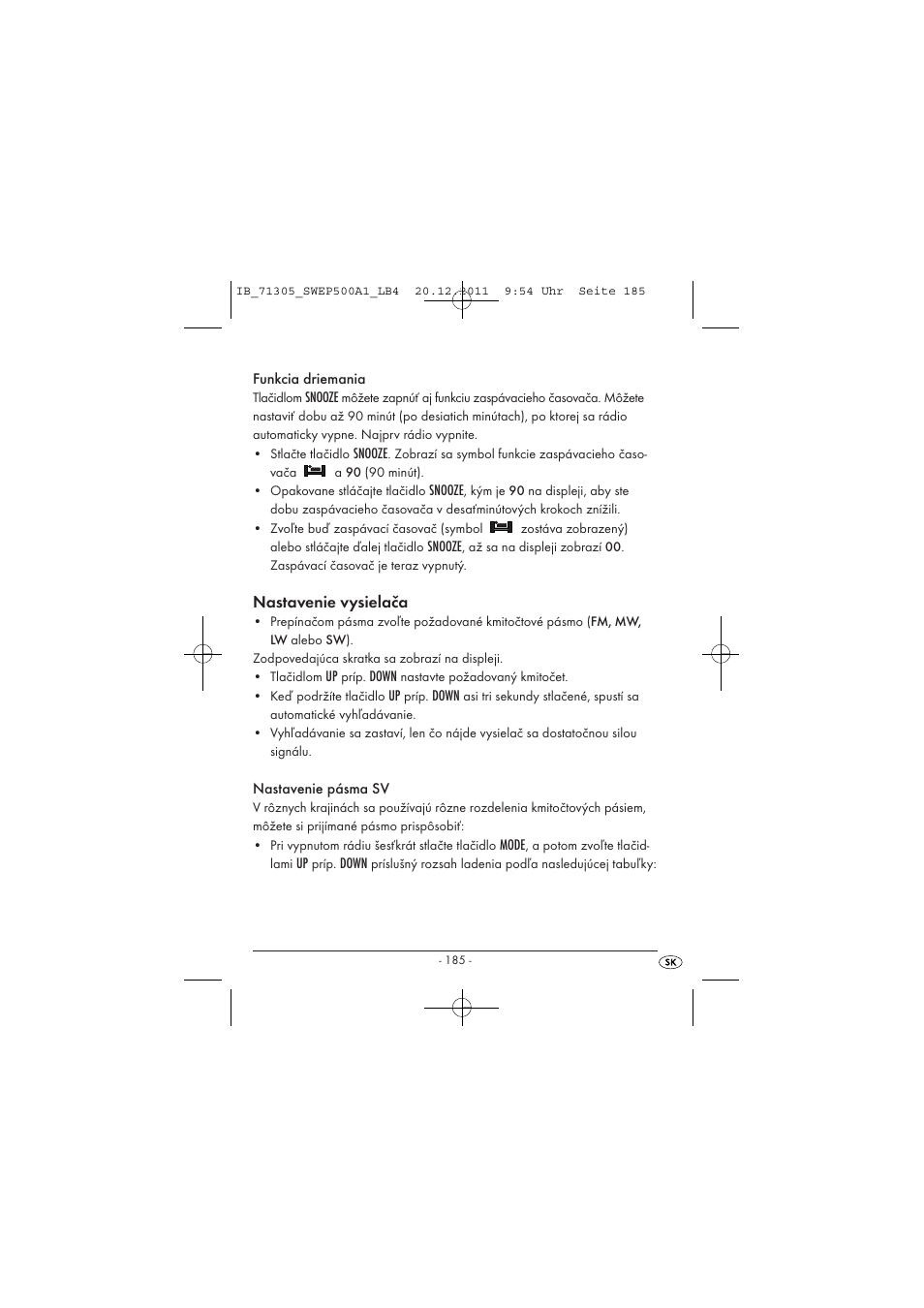 Nastavenie vysielača | Silvercrest SWEP 500 A1 User Manual | Page 187 / 226