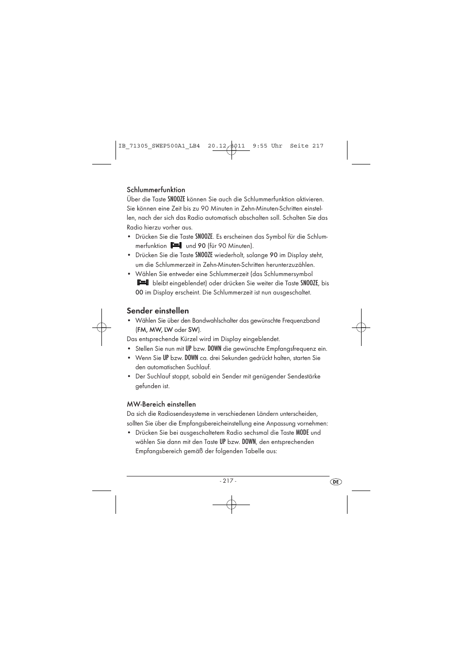 Sender einstellen | Silvercrest SWEP 500 A1 User Manual | Page 219 / 226