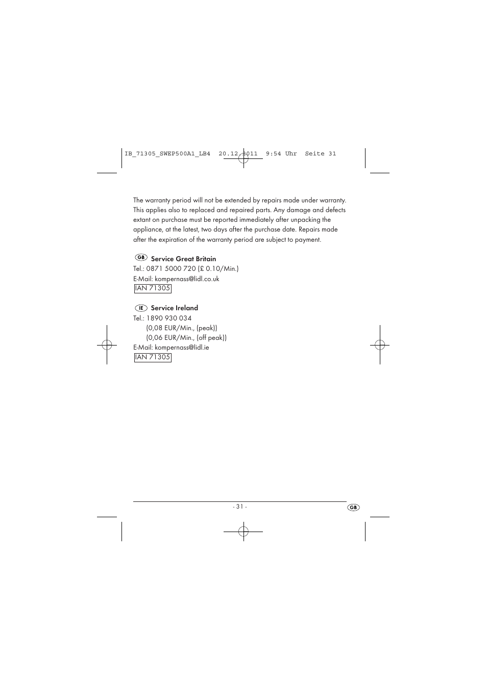 Silvercrest SWEP 500 A1 User Manual | Page 33 / 226