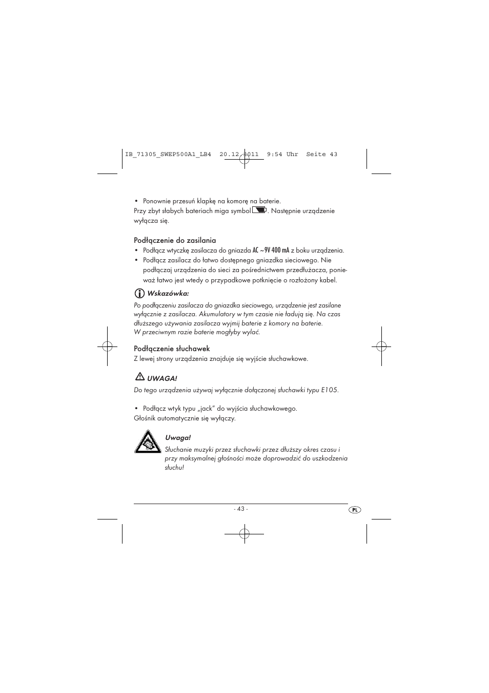 Silvercrest SWEP 500 A1 User Manual | Page 45 / 226