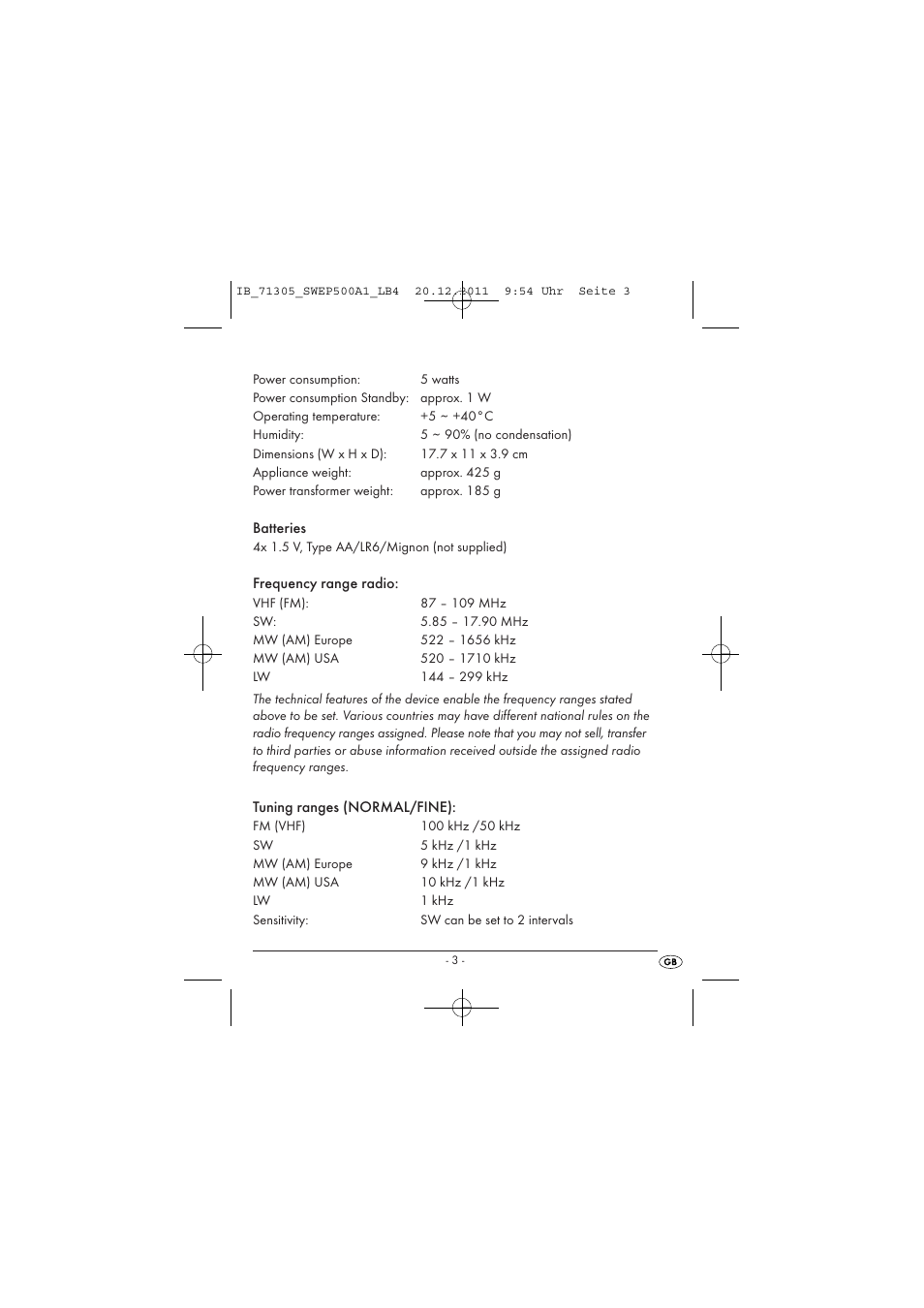 Silvercrest SWEP 500 A1 User Manual | Page 5 / 226
