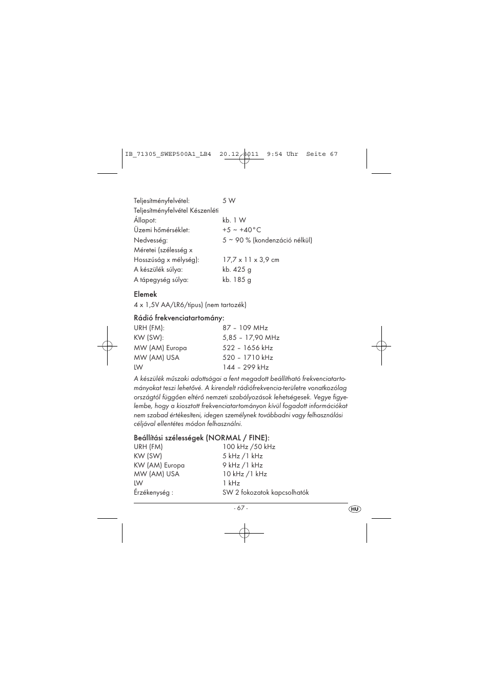 Silvercrest SWEP 500 A1 User Manual | Page 69 / 226