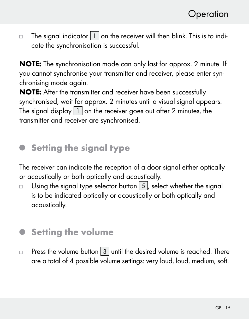 Operation, Setting the signal type, Setting the volume | Silvercrest Z31370A/Z31370B User Manual | Page 15 / 100