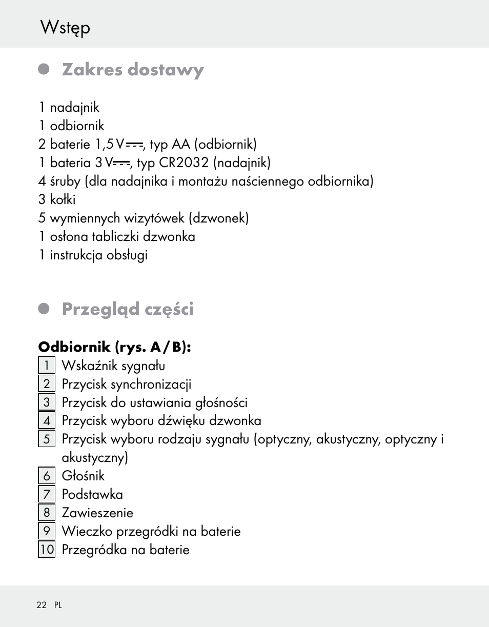 Wstęp, Zakres dostawy, Przegląd części | Silvercrest Z31370A/Z31370B User Manual | Page 22 / 100