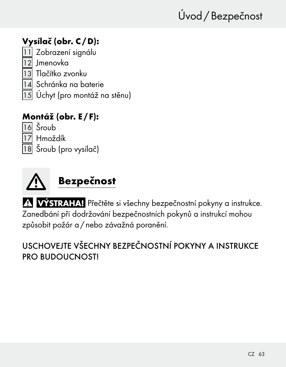 Úvod / bezpečnost, Bezpečnost | Silvercrest Z31370A/Z31370B User Manual | Page 63 / 100