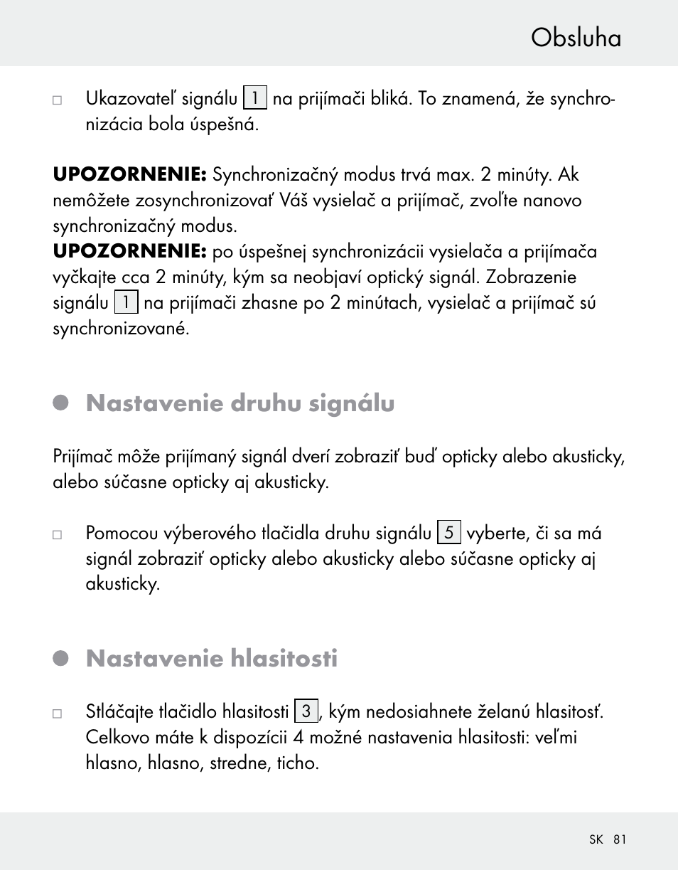 Obsluha, Nastavenie druhu signálu, Nastavenie hlasitosti | Silvercrest Z31370A/Z31370B User Manual | Page 81 / 100