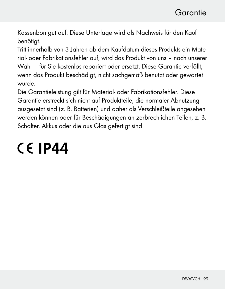 Garantie | Silvercrest Z31370A/Z31370B User Manual | Page 99 / 100