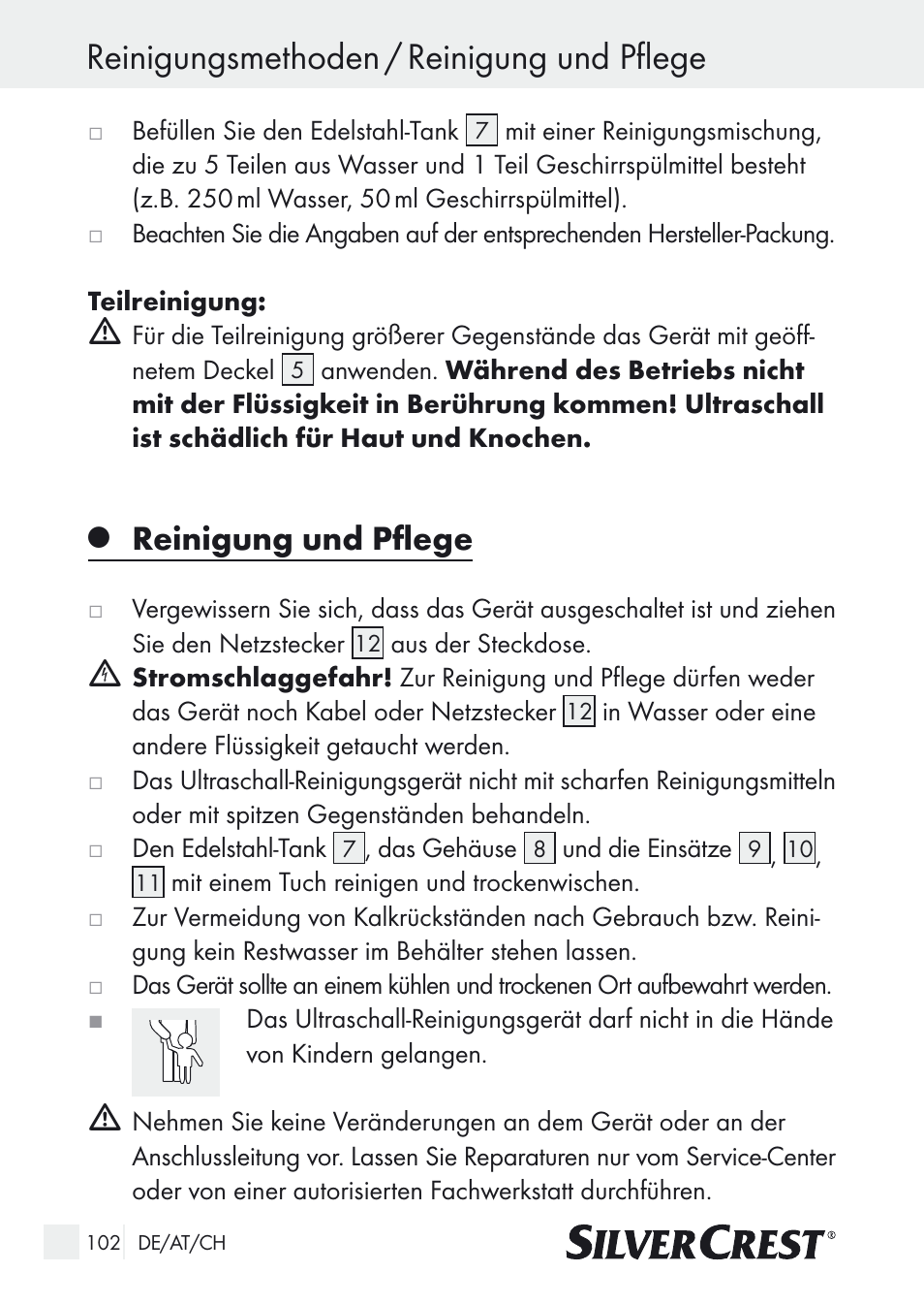 Reinigungsmethoden / reinigung und pflege, Reinigung und pflege | Silvercrest SUR 46 A1 User Manual | Page 102 / 109