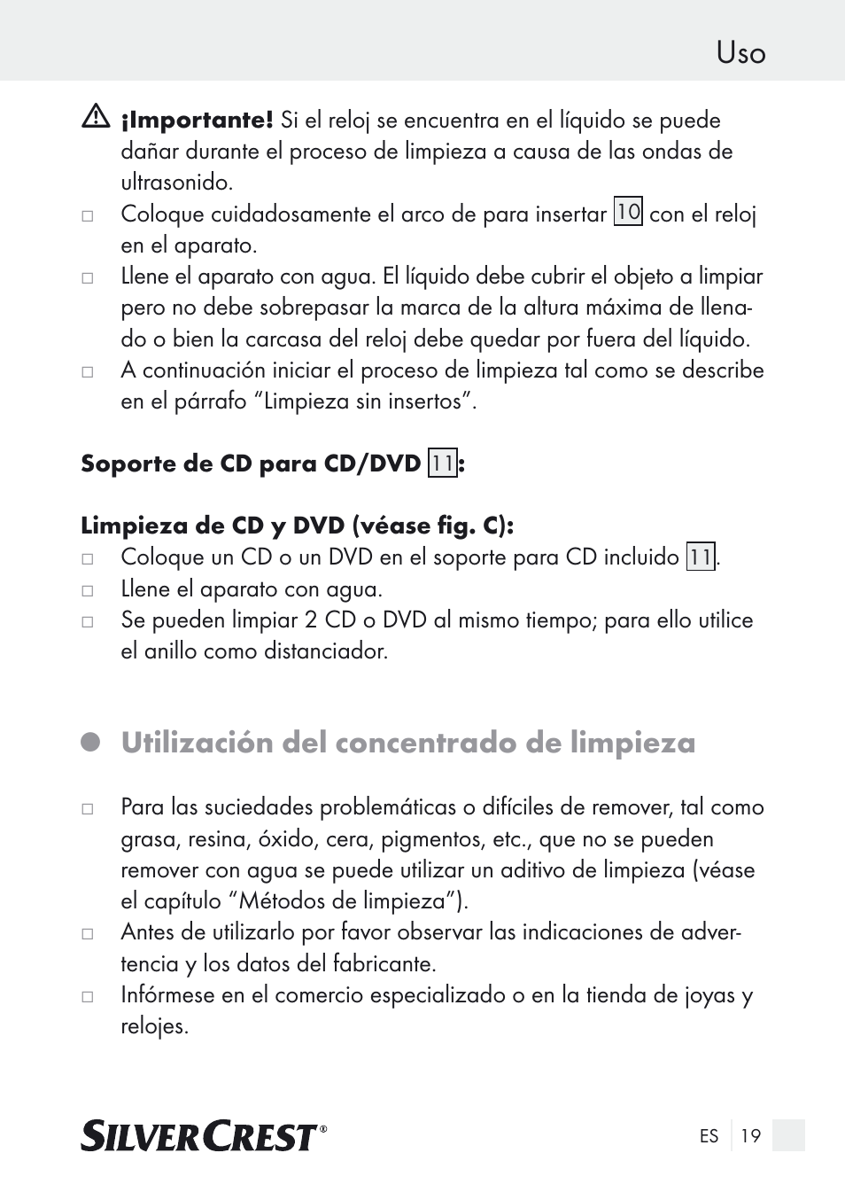 Utilización del concentrado de limpieza | Silvercrest SUR 46 A1 User Manual | Page 19 / 109