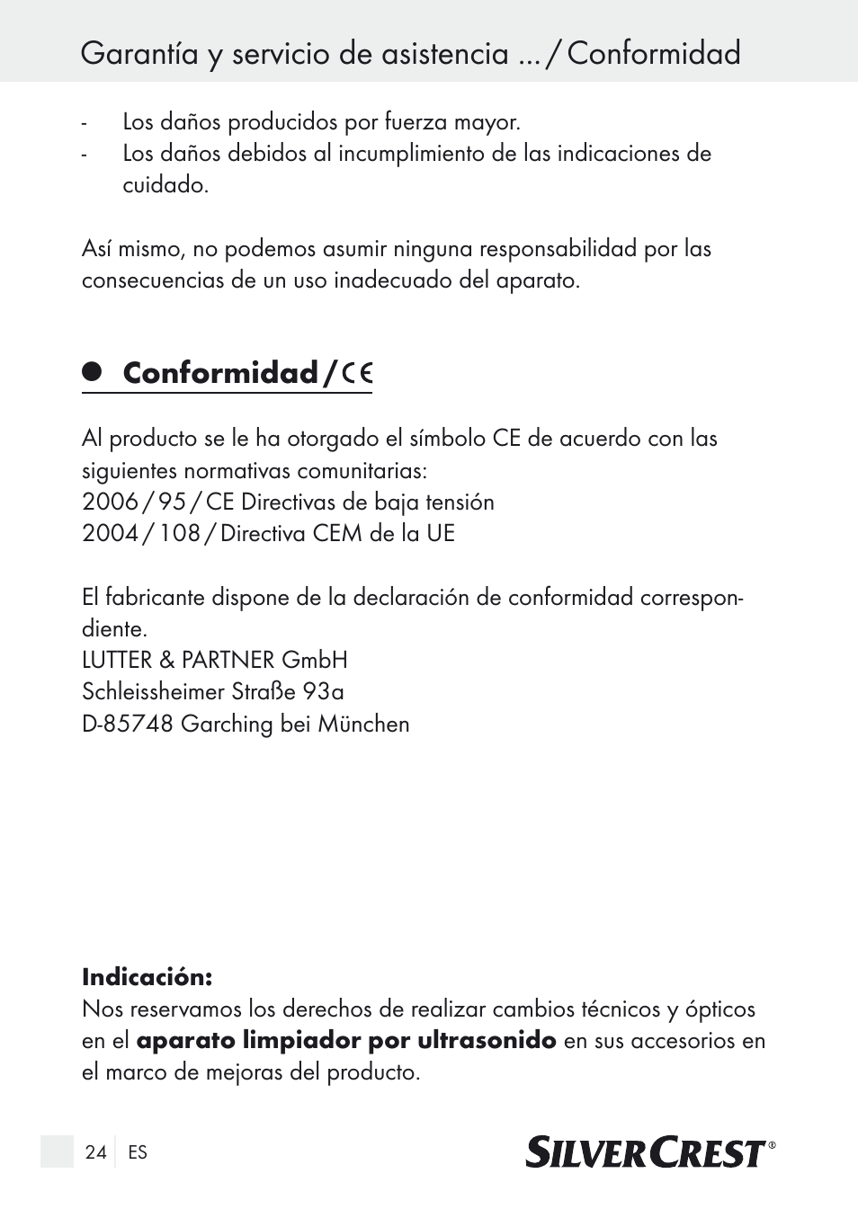 Conformidad | Silvercrest SUR 46 A1 User Manual | Page 24 / 109