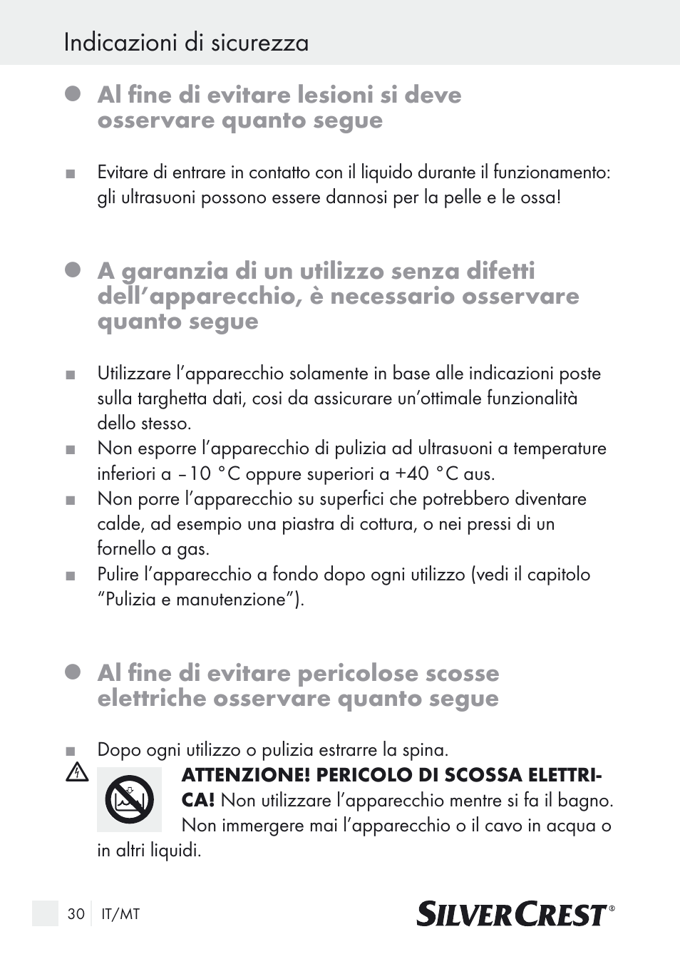 Indicazioni di sicurezza | Silvercrest SUR 46 A1 User Manual | Page 30 / 109