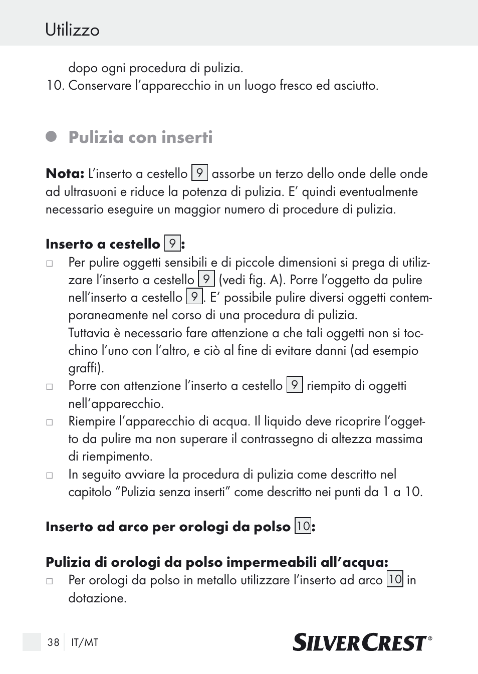 Utilizzo, Pulizia con inserti | Silvercrest SUR 46 A1 User Manual | Page 38 / 109