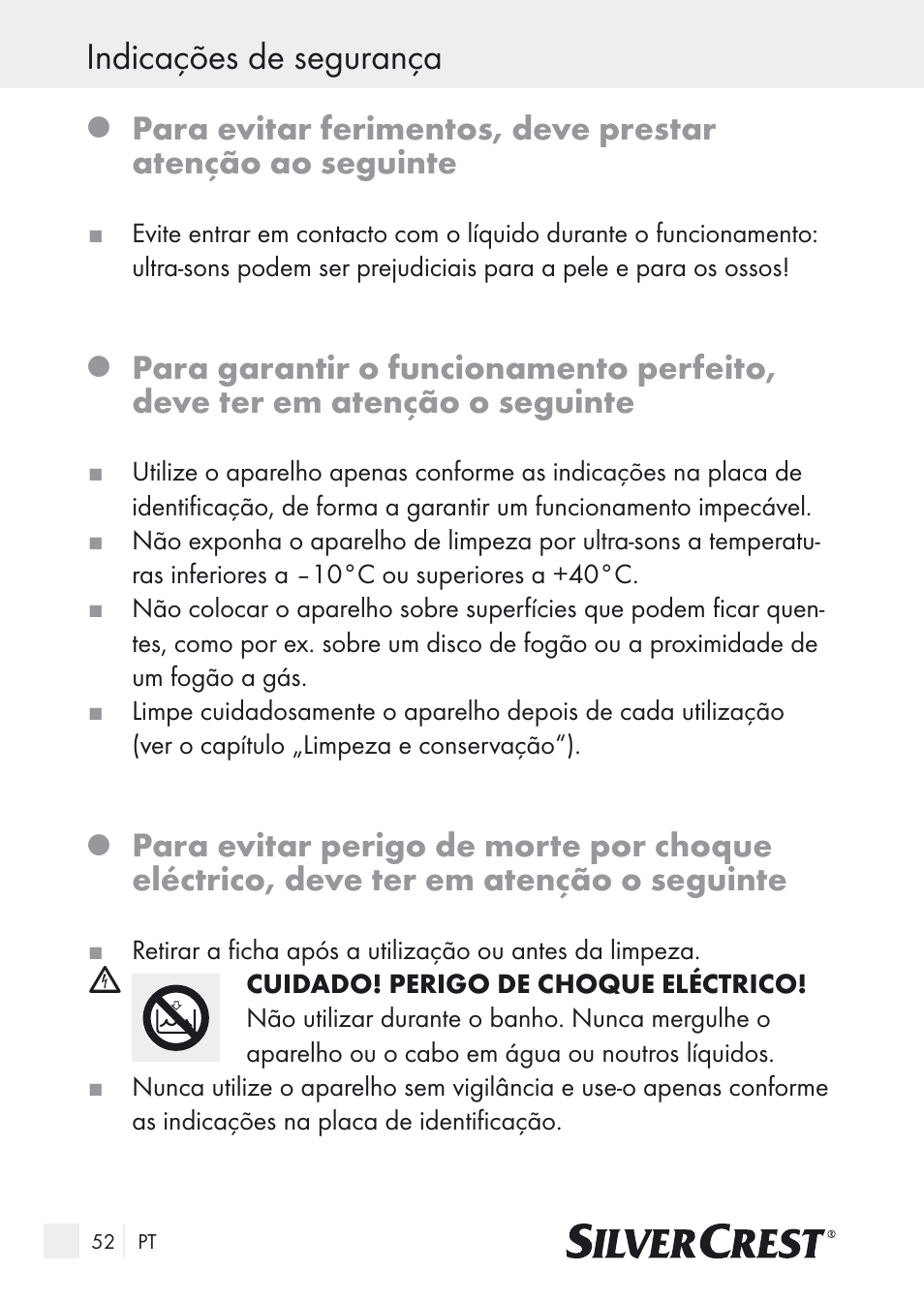 Indicações de segurança | Silvercrest SUR 46 A1 User Manual | Page 52 / 109
