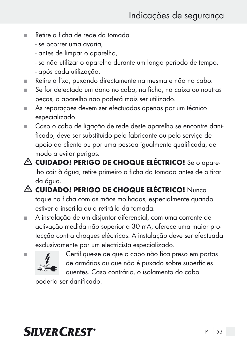 Indicações de segurança | Silvercrest SUR 46 A1 User Manual | Page 53 / 109