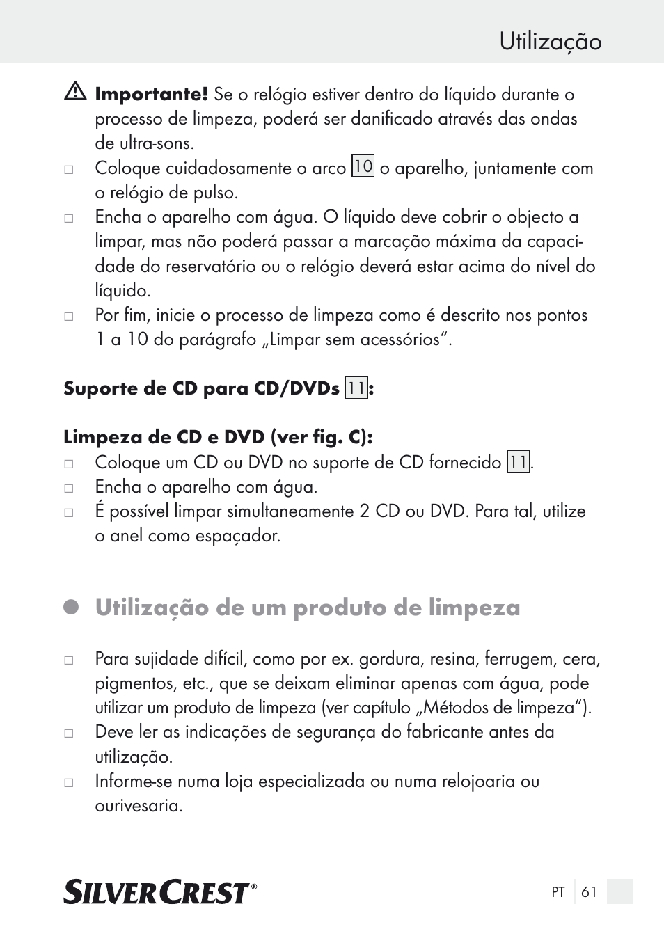 Utilização, Utilização de um produto de limpeza | Silvercrest SUR 46 A1 User Manual | Page 61 / 109