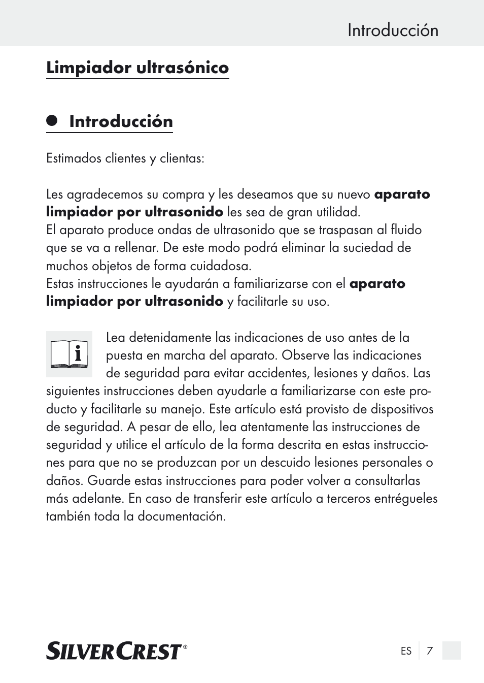 Introducción, Limpiador ultrasónico | Silvercrest SUR 46 A1 User Manual | Page 7 / 109