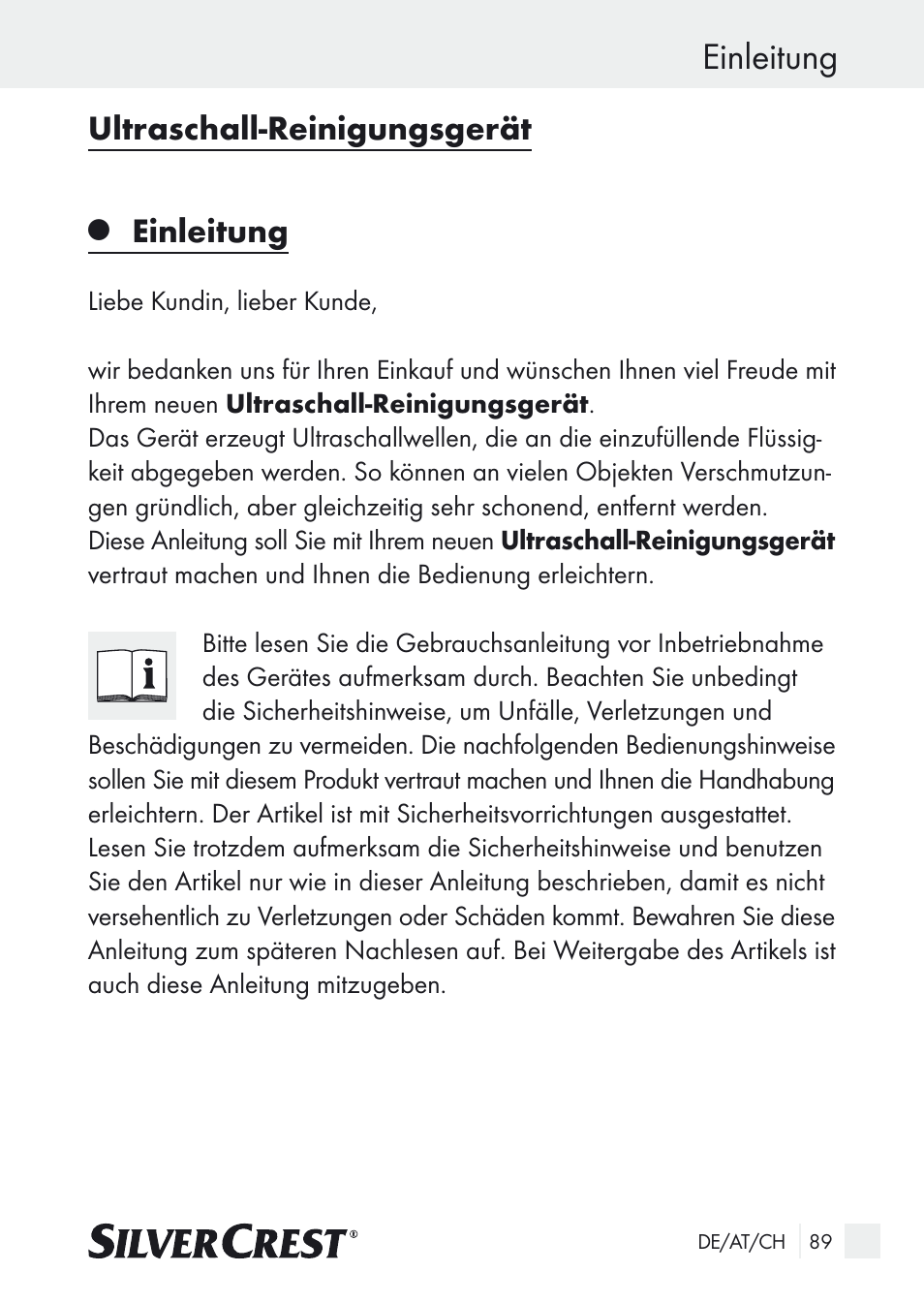 Einleitung, Ultraschall-reinigungsgerät | Silvercrest SUR 46 A1 User Manual | Page 89 / 109