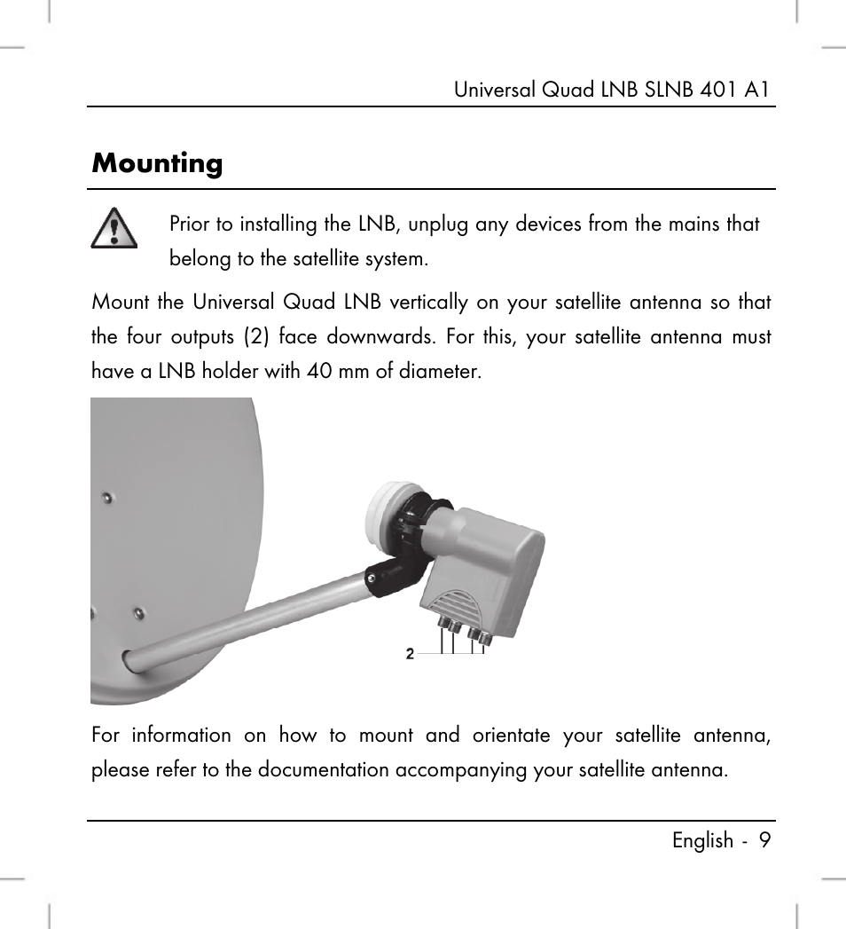 Mounting | Silvercrest SLNB 401 A1 User Manual | Page 11 / 50