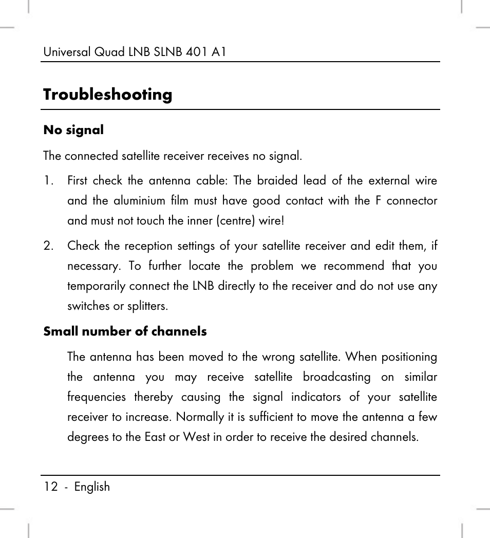 Troubleshooting | Silvercrest SLNB 401 A1 User Manual | Page 14 / 50