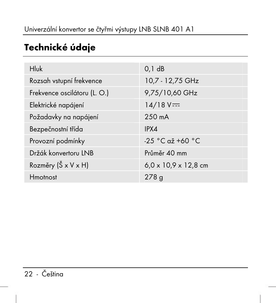 Technické údaje | Silvercrest SLNB 401 A1 User Manual | Page 24 / 50