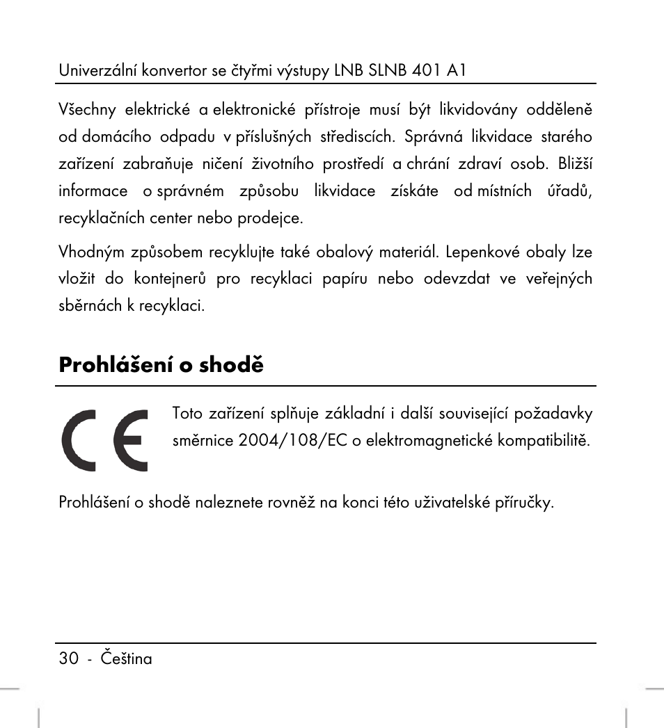 Prohlášení o shodě | Silvercrest SLNB 401 A1 User Manual | Page 32 / 50
