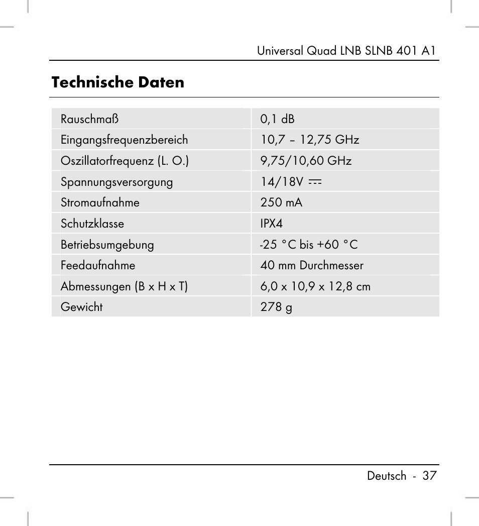 Technische daten | Silvercrest SLNB 401 A1 User Manual | Page 39 / 50