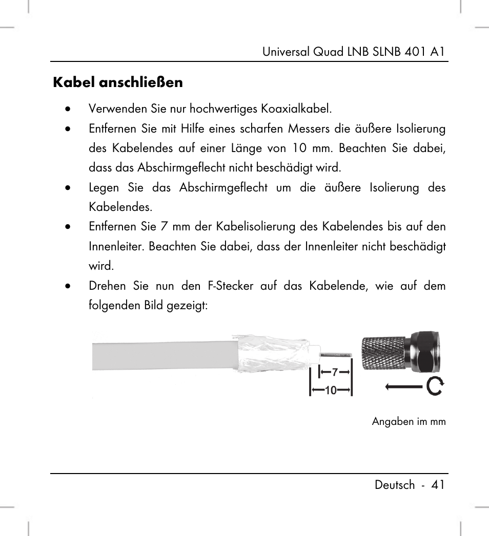 Kabel anschließen | Silvercrest SLNB 401 A1 User Manual | Page 43 / 50