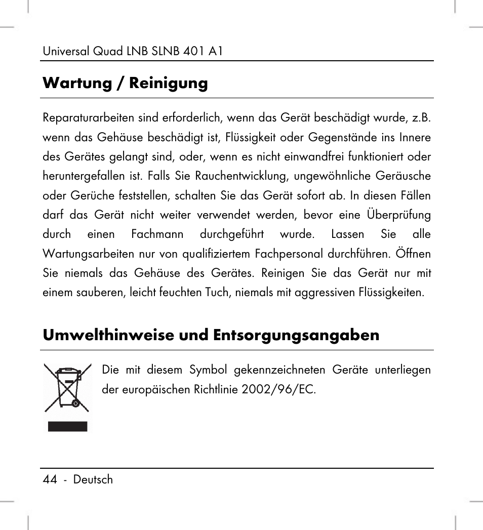 Wartung / reinigung, Umwelthinweise und entsorgungsangaben | Silvercrest SLNB 401 A1 User Manual | Page 46 / 50