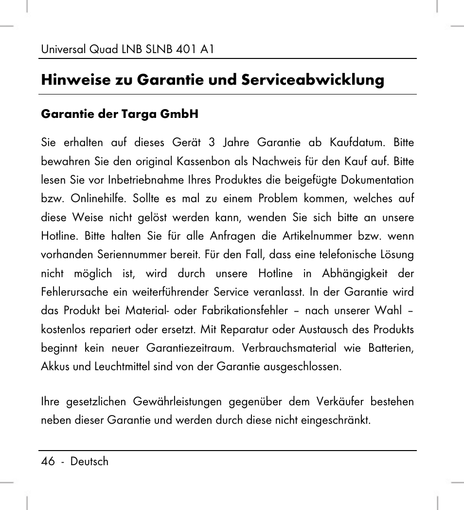 Hinweise zu garantie und serviceabwicklung | Silvercrest SLNB 401 A1 User Manual | Page 48 / 50