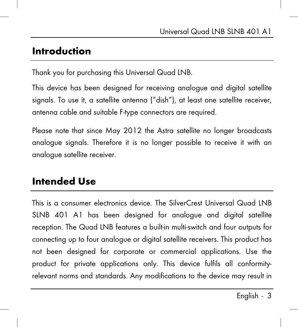 Introduction, Intended use | Silvercrest SLNB 401 A1 User Manual | Page 5 / 50