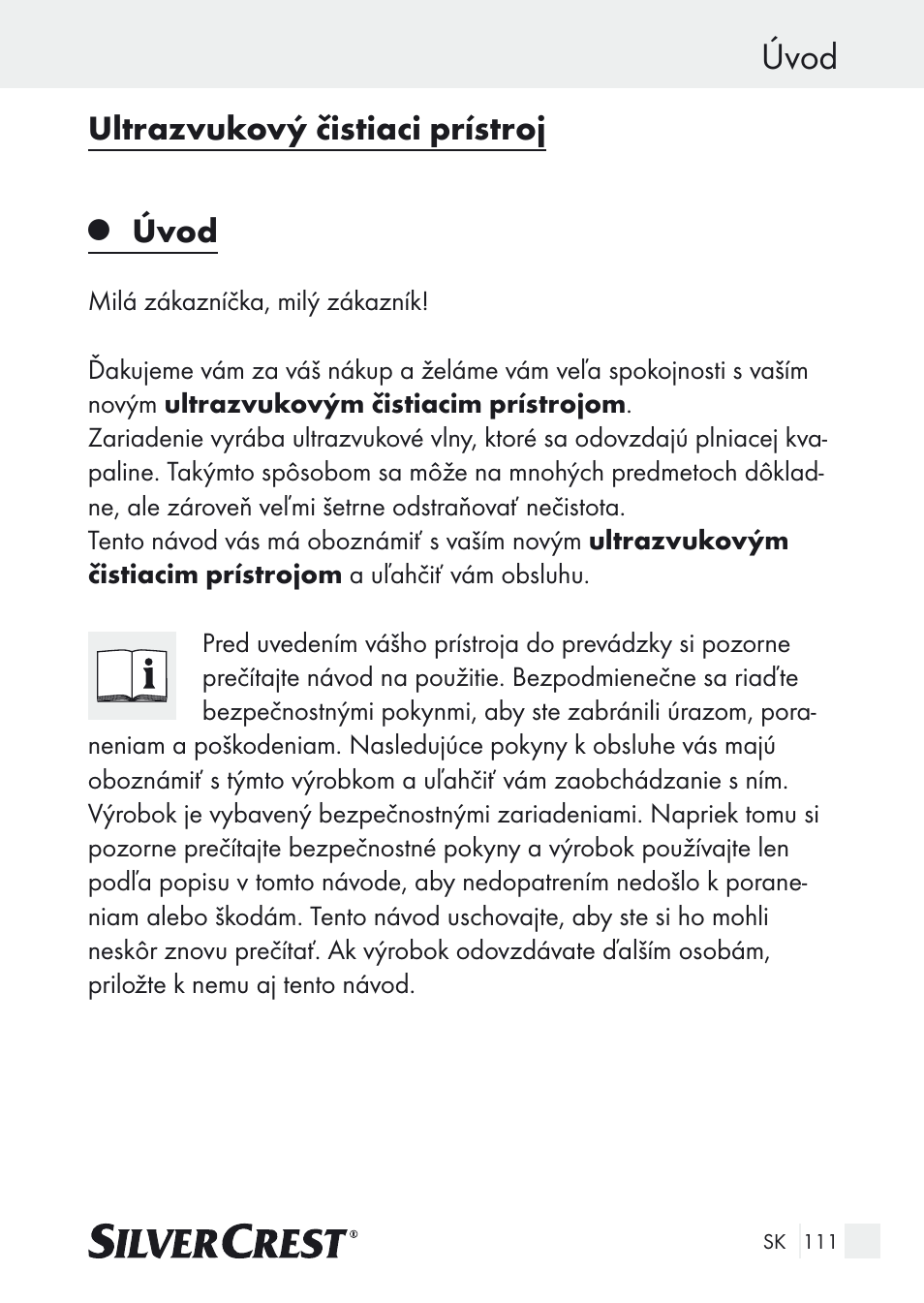 Úvod, Ultrazvukový čistiaci prístroj | Silvercrest SUR 46 A1 User Manual | Page 111 / 149