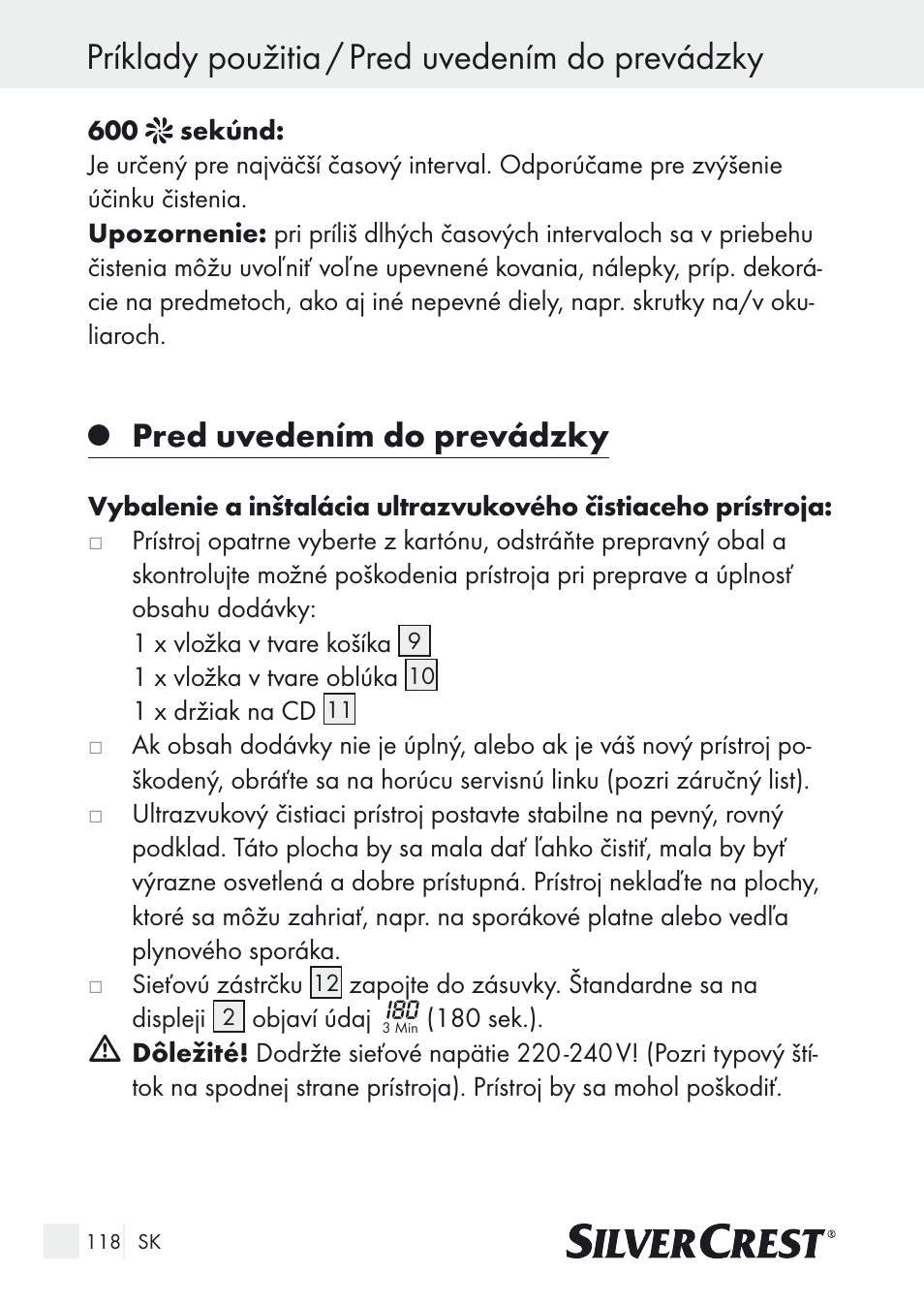 Príklady použitia / pred uvedením do prevádzky, Pred uvedením do prevádzky | Silvercrest SUR 46 A1 User Manual | Page 118 / 149