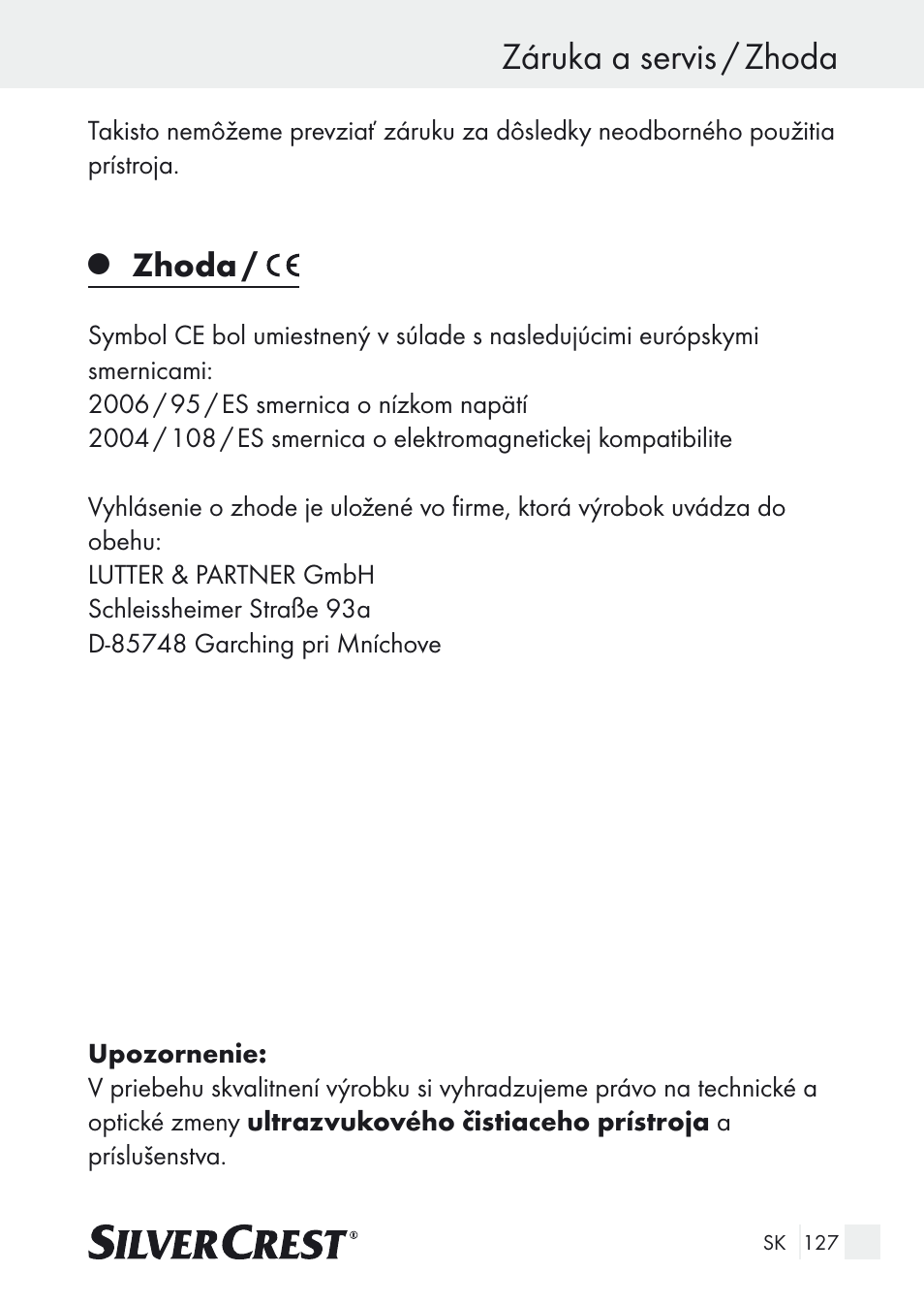 Záruka a servis / zhoda, Zhoda | Silvercrest SUR 46 A1 User Manual | Page 127 / 149