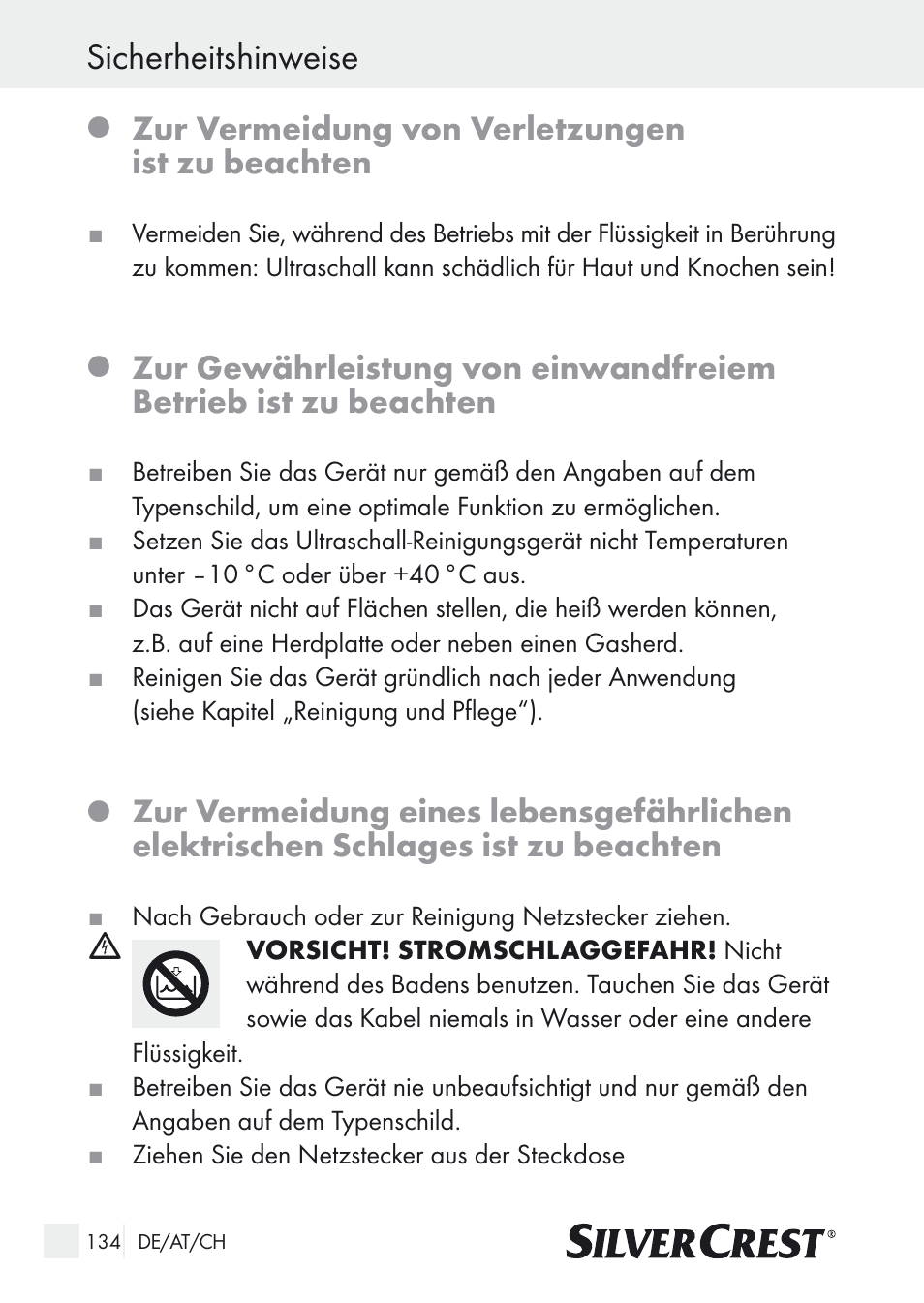 Sicherheitshinweise, Zur vermeidung von verletzungen ist zu beachten | Silvercrest SUR 46 A1 User Manual | Page 134 / 149