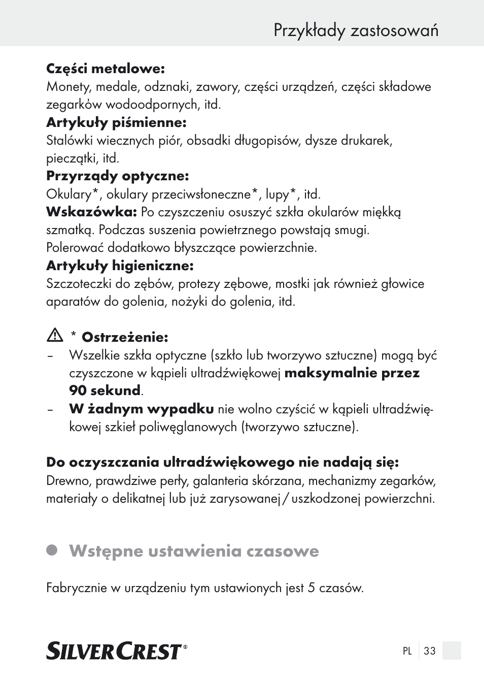 Przykłady zastosowań, Wstępne ustawienia czasowe | Silvercrest SUR 46 A1 User Manual | Page 33 / 149