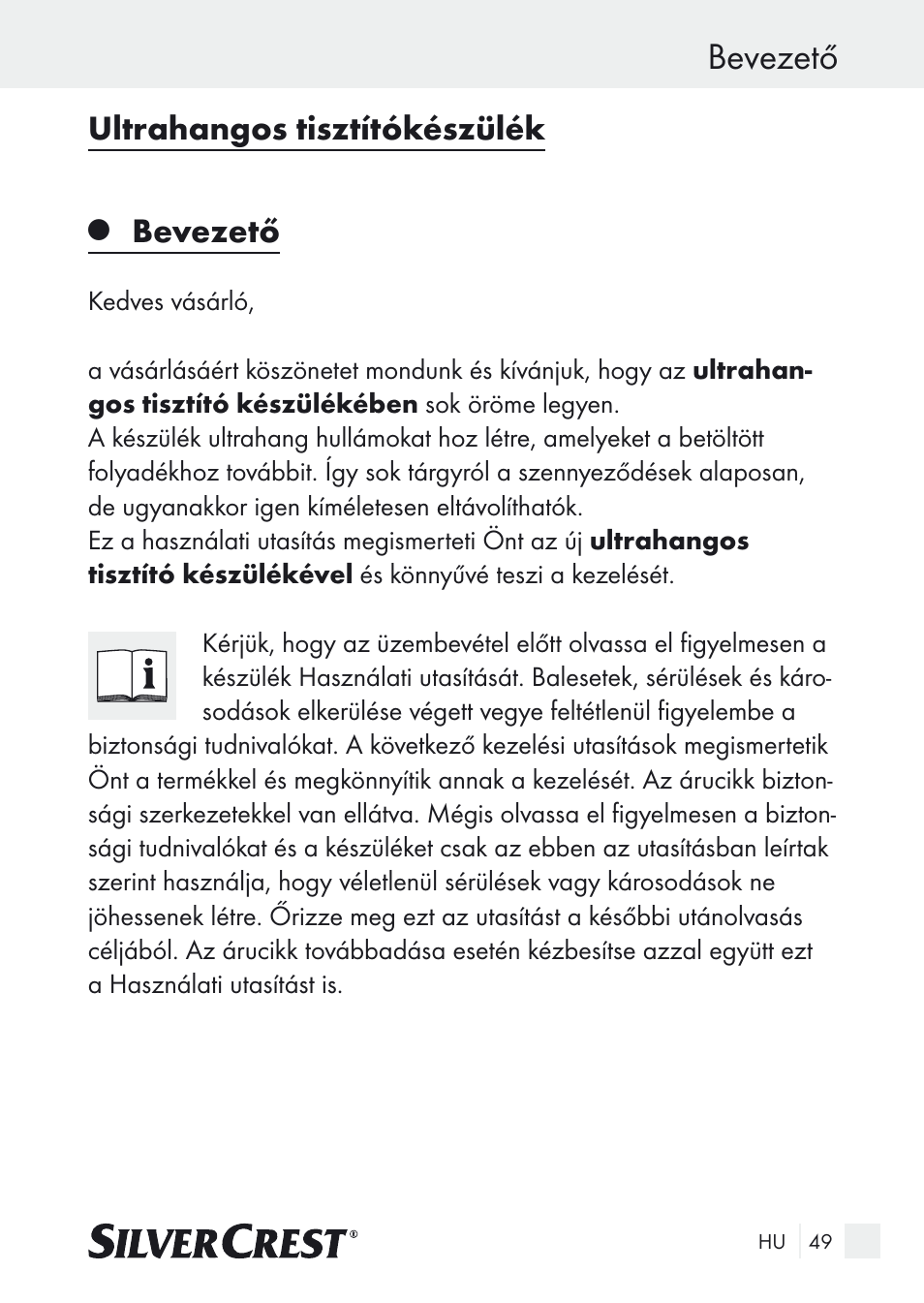 Bevezető, Ultrahangos tisztítókészülék | Silvercrest SUR 46 A1 User Manual | Page 49 / 149