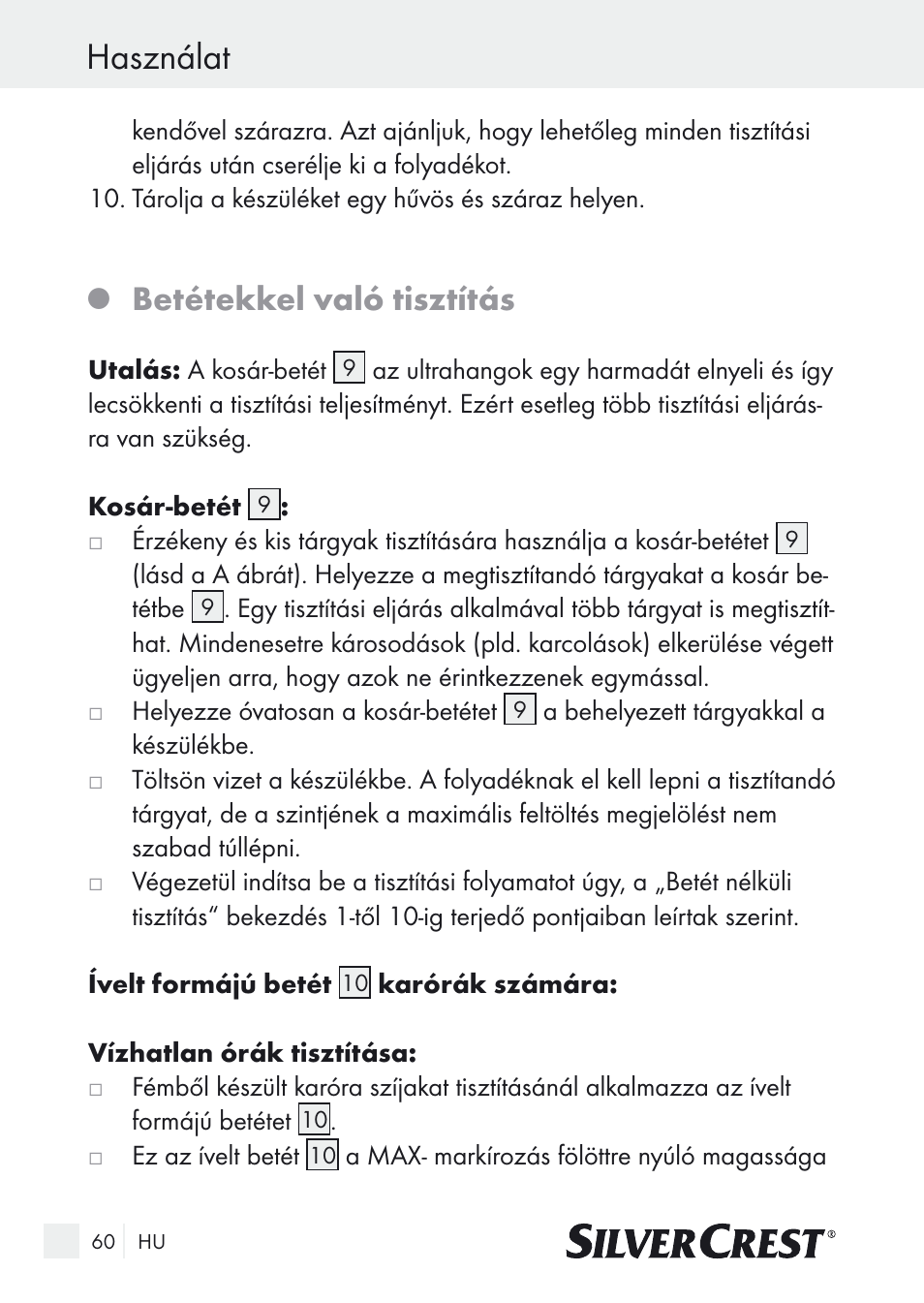 Használat, Betétekkel való tisztítás | Silvercrest SUR 46 A1 User Manual | Page 60 / 149
