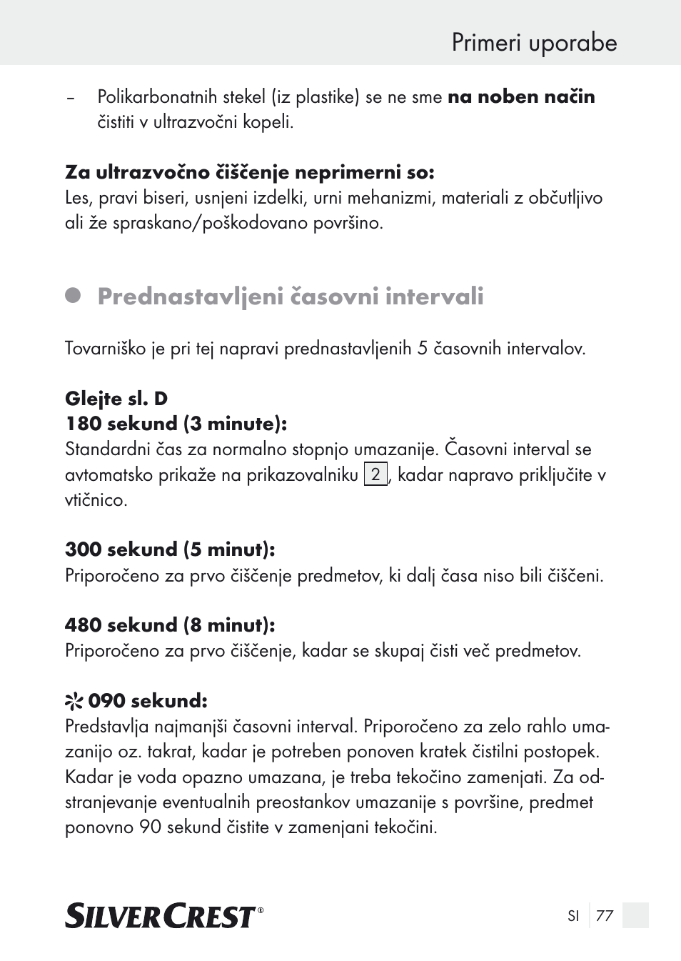 Primeri uporabe, Prednastavljeni časovni intervali | Silvercrest SUR 46 A1 User Manual | Page 77 / 149