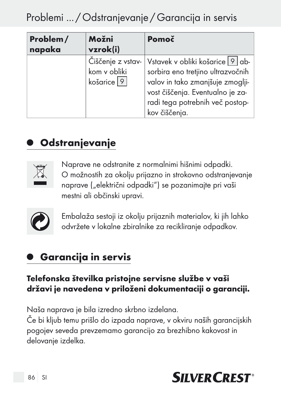 Odstranjevanje, Garancija in servis | Silvercrest SUR 46 A1 User Manual | Page 86 / 149