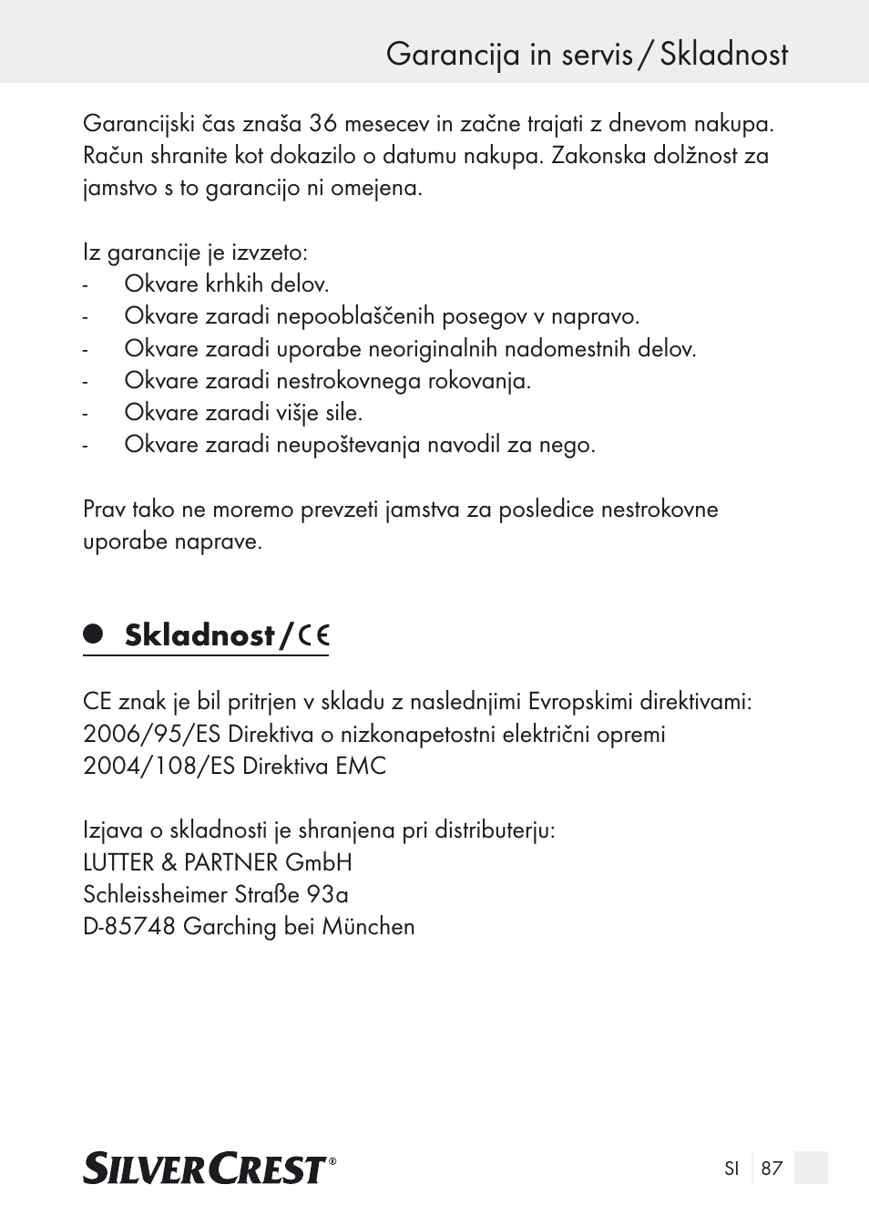 Garancija in servis / skladnost, Skladnost | Silvercrest SUR 46 A1 User Manual | Page 87 / 149