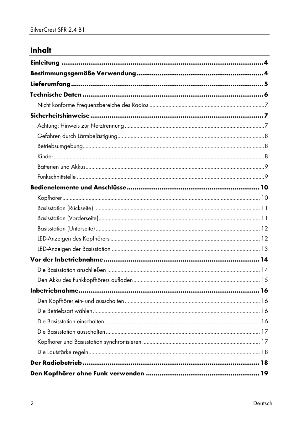 Silvercrest SFR 2.4 B1 User Manual | Page 4 / 100